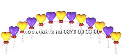 поръчайте на 0876 00 33 90 Хелиева арка - сърца с две малки.